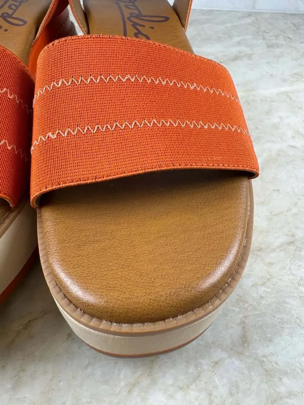 Zodiac Bailee Orange Platform Wedge Ankle Strap Sandals Womens 9M